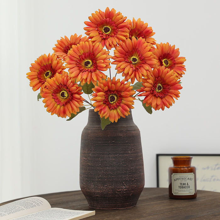 Bulk 19" Artificial Gerbera Daisy Bush - 9 Stems for Autumn & Winter Decor Wholesale