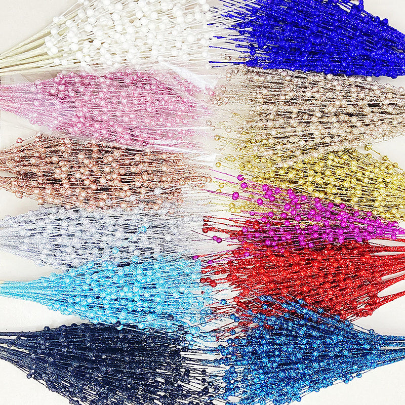 Bulk 10 Bundles 17" Artificial Glitter Holy Berry Stems Christmas Picks Wholesale