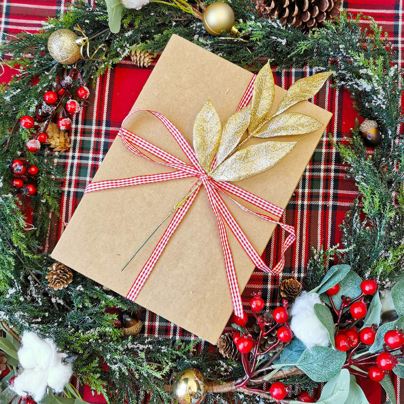 Bulk Glittered Artificial Leaf Spray Picks for Christmas Winter Wedding Wreath Tree Swag Floral Arrangement Vase Bouquets Table Centerpieces Wholesale