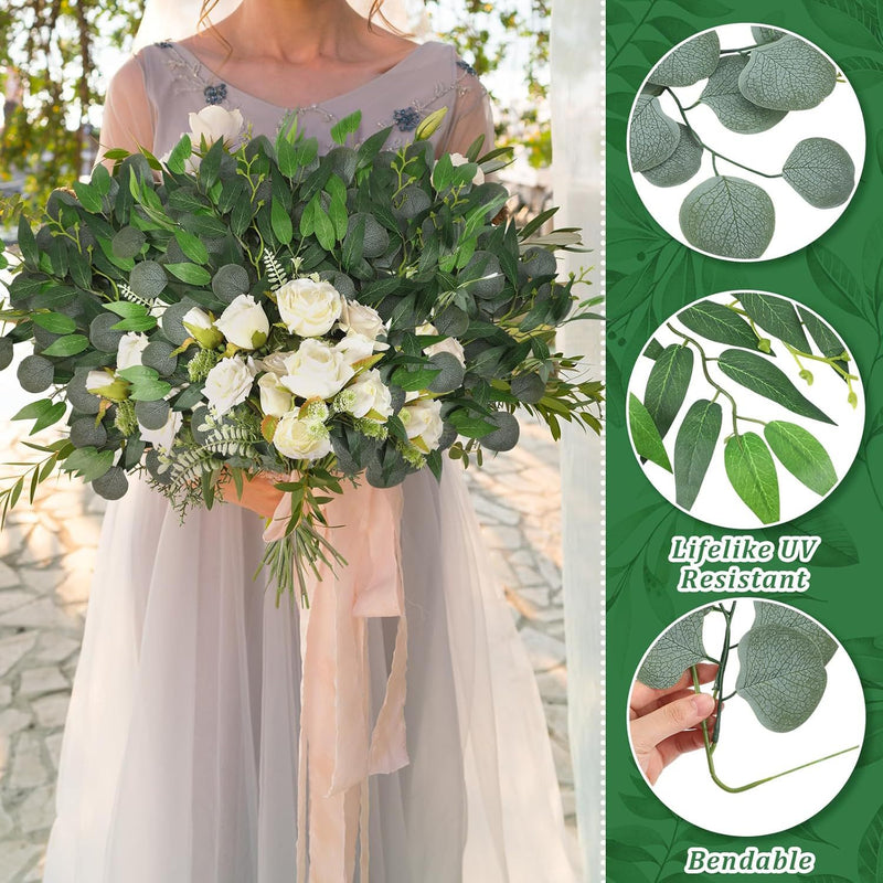 Bulk Artificial Greenery Stems Silk Greenery Leaves Branches for DIY Wedding Arch Bouquet Vase Filler Table Centerpieces Home Decor Wholesale