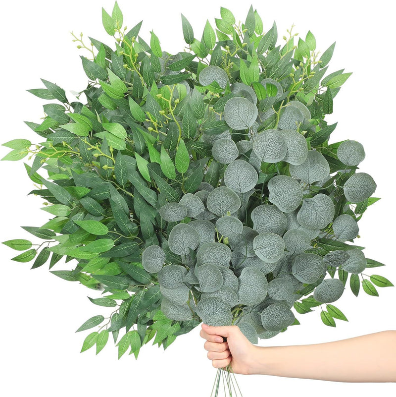 Bulk Artificial Greenery Stems Silk Greenery Leaves Branches for DIY Wedding Arch Bouquet Vase Filler Table Centerpieces Home Decor Wholesale