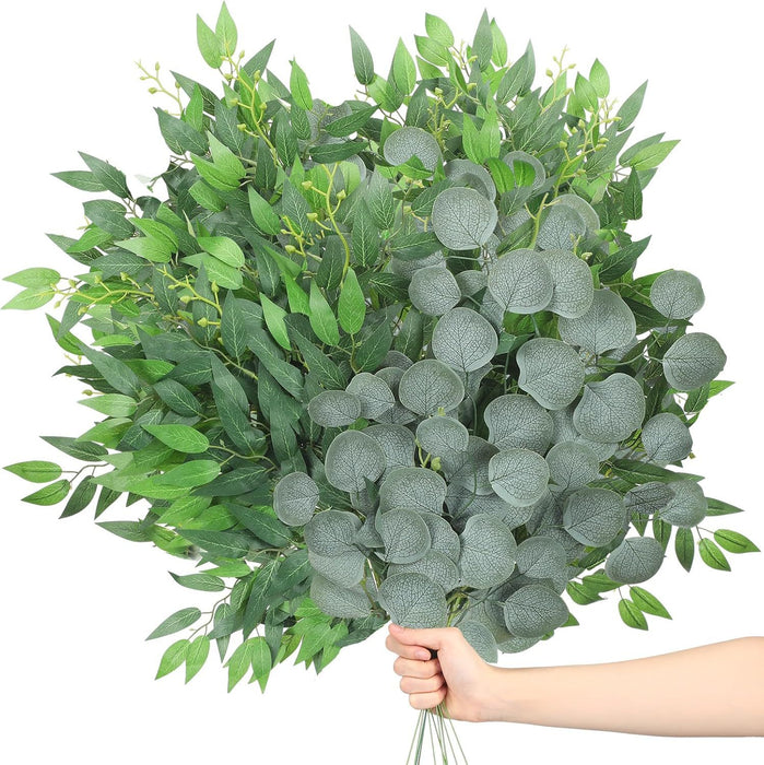 Bulk Artificial Greenery Stems Silk Greenery Leaves Branches for DIY Wedding Arch Bouquet Vase Filler Table Centerpieces Home Decor Wholesale