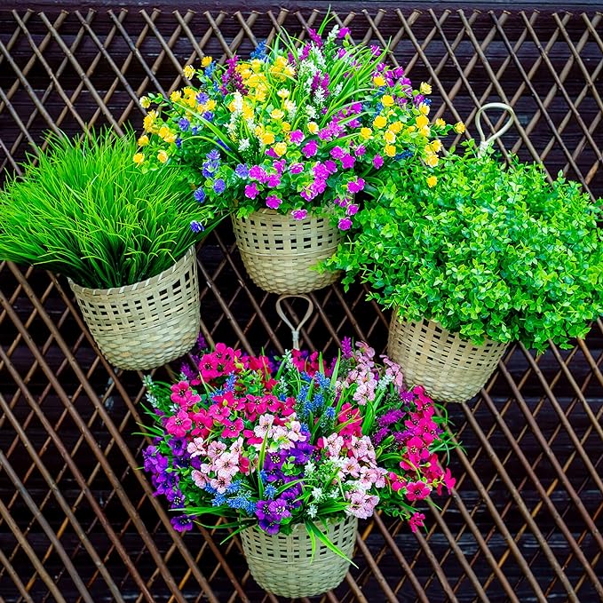 Bulk 15.7" UV Resistant Grass Artificial Plants Greenery Bush for Outdoors Wholesale