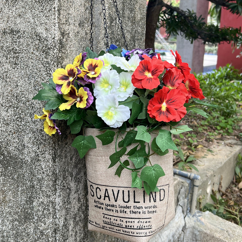 artificial outdoor plants for hanging baskets Bulk Pre-Assembled Artificial Outdoor Flowers with Hanging Basket Hanging Ivy Plants Pansy Flowers Wholesale