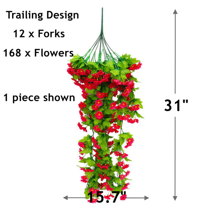 Bulk 2Pcs Trailing Daisy UV Resistant Hanging Flowers for Outdoors Wholesale