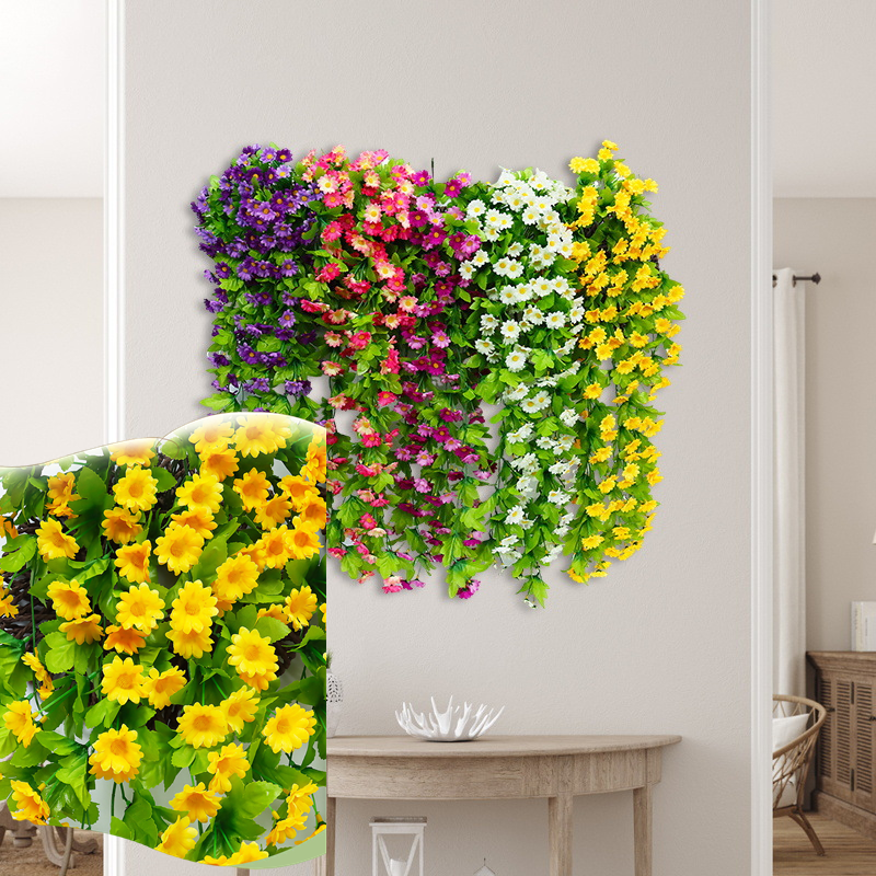 artificial flower fake plants wall hanging decor Bulk 2Pcs Trailing Daisy UV Resistant Hanging Flowers for Outdoors Who — Artificialmerch