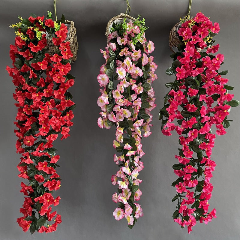 Lot de 2 guirlandes de fleurs de gloire du matin suspendues en soie de 33 pouces de long, vente en gros