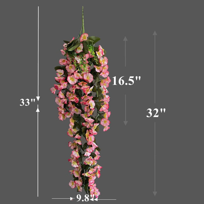 Bulk 2Pcs Artificial Hanging Morning Glory Flowers Vines for Outdoors Wholesale
