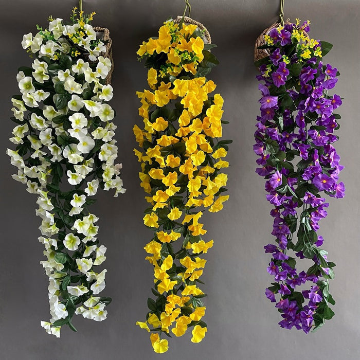 Bulk 2Pcs 33" Long Hanging Morning Glory Flowers Vines Silk Orchid Flower Vine Bouquet Garland Wholesale