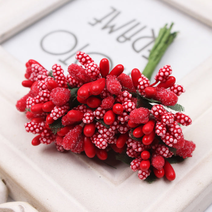 Bulk 12pcs Artificial Holly Berries on Wire for Crafts Christmas Tree Flower Wreath DIY Wholesale