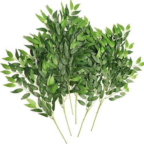 Lot de 6 tiges de verdure artificielles de Ruscus italien en vrac, à suspendre, pour mariage, vente en gros 