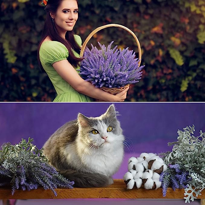 Bulk 8Pcs Lavender Flowers for Outdoors UV Resistant Faux Shrubs Greenery Decor Wholesale