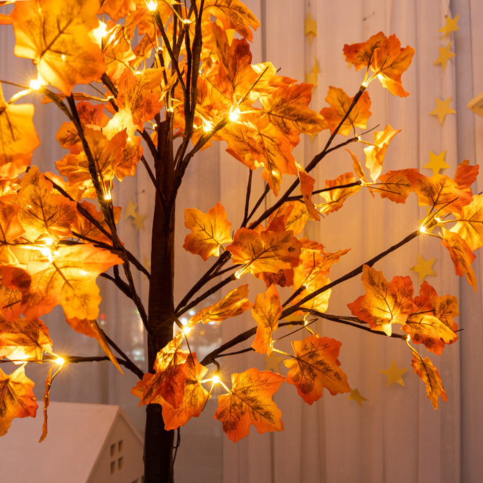 Bulk 3 Pack 4FT 5FT 6FT Pre-lit Fall Decor Artificial Lighted Maple Tree USB Operated Wholesale