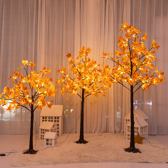 Bulk 3 Pack 4FT 5FT 6FT Pre-lit Fall Decor Artificial Lighted Maple Tree USB Operated Wholesale