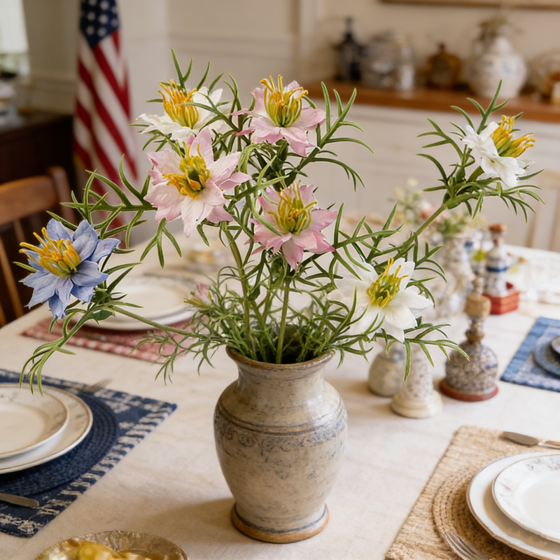 Bulk 27" Artificial Love‑in‑a‑mist Flowers Stems Wholesale