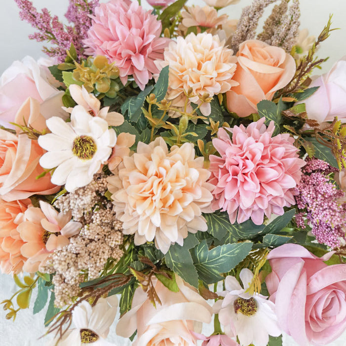 Bulk 13" Artificial Mixed Flower Bush Bouquet - Roses & Chrysanthemums for Autumn Home Wedding Decor Wholesale