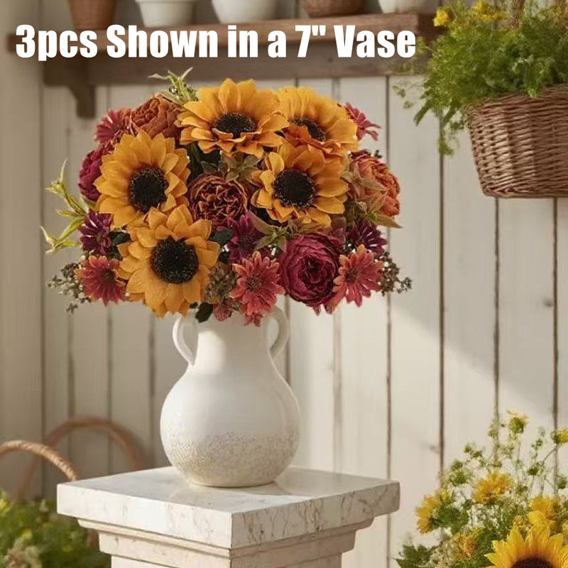 Bulk 12" Artificial Mums Silk Chrysanthemum Rose Sunflowers Daisy Bush Bouquet Wholesale