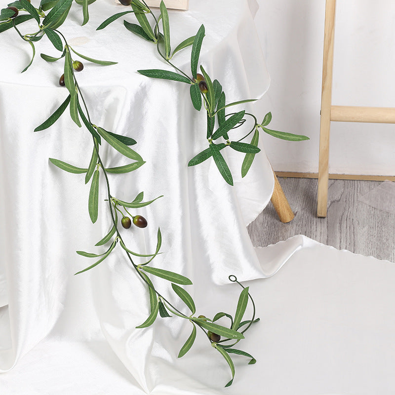 Bulk 76" Artificial Olive Leaf With Fruits Garland Faux Olive Vine Wholesale