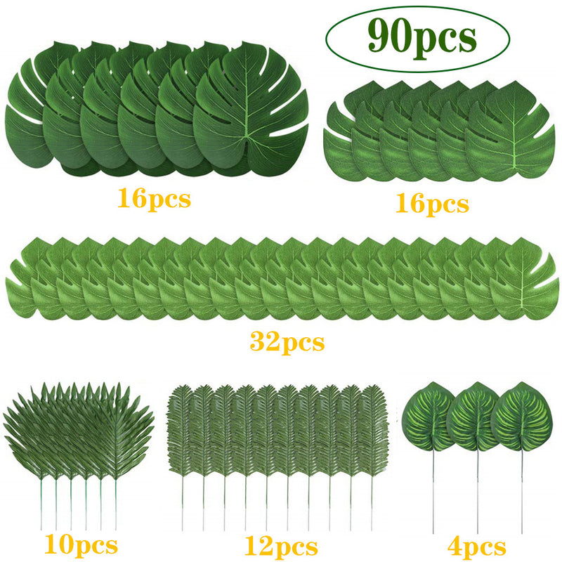 Bulk 90pcs Palm Leaves Monstera Plants for Party DIY Wholesale