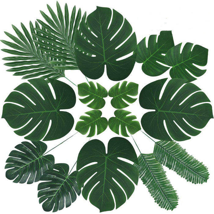 Bulk 90Pcs Set Artificial Palm Leaves Green Monstera Plants Wholesale