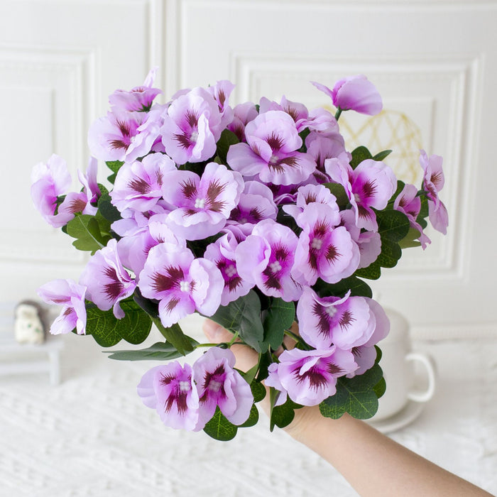 Bulk 2pcs Pansy Bush Artificial Flowers UV Resistant for Outdoors Wholesale