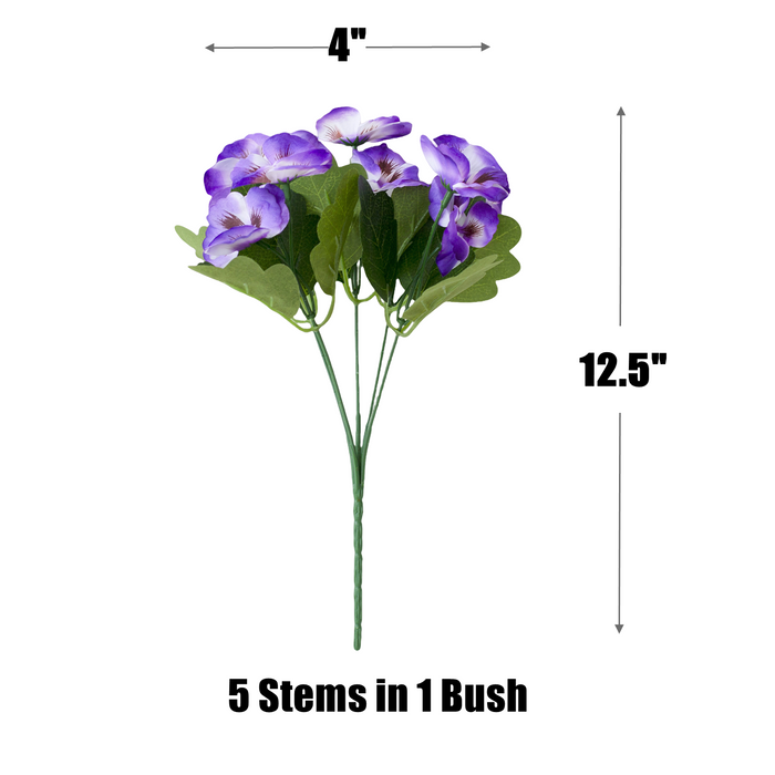 Bulk 2pcs Pansy Bush Artificial Flowers UV Resistant for Outdoors Wholesale