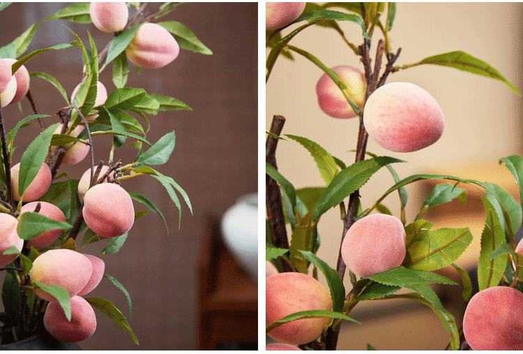 Bulk 38" Artificial Peach Tree Branches Peach Stems Plants for Holiday Home Decor and Crafts Wholesale