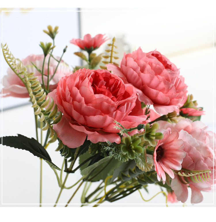 Bulk 11.8" Artificial Peony Bush Bouquet Mixed with Daisy for Table Small Arrangement Home Decor Wedding DIY Wholesale
