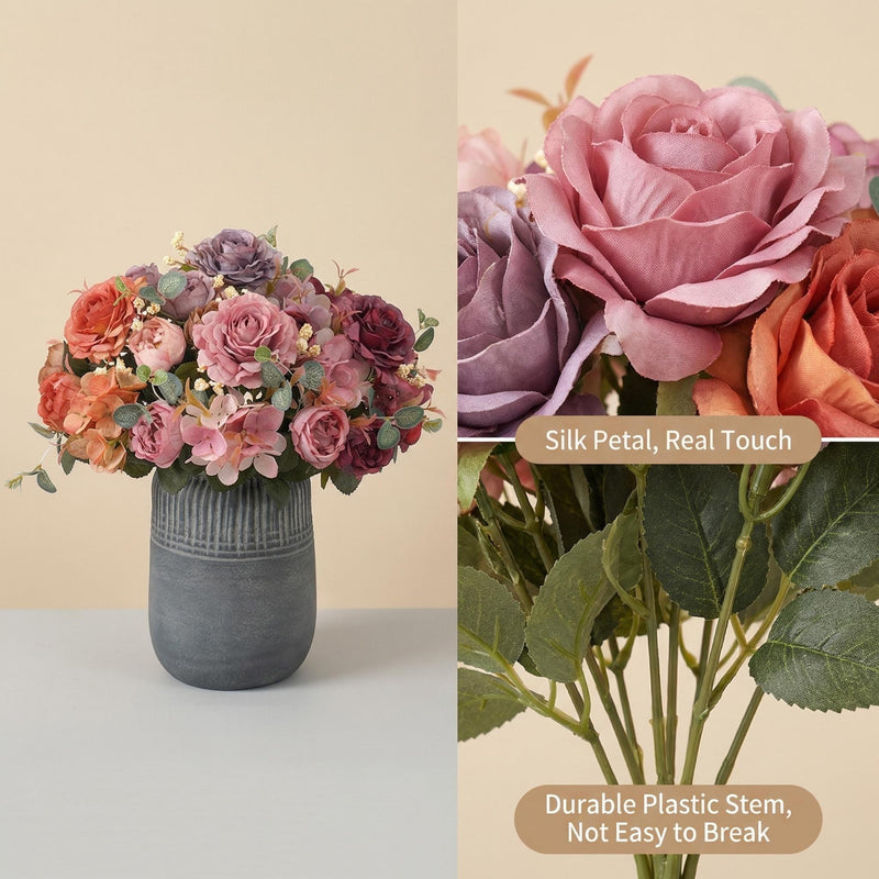 Bulk 12 Packs Artificial Peony Bush Mixed Hydrangea Bouquet