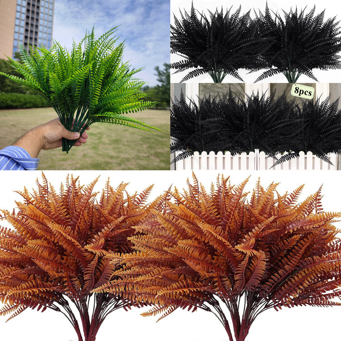 Bulk 8 piezas Greenery Boston Ferns plantas artificiales resistentes a los rayos UV para exteriores 