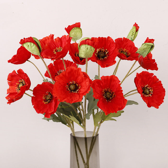 Bulk 12pcs 23" Poppy Bouquet Artificial Poppy Silk Flowers Wholesale