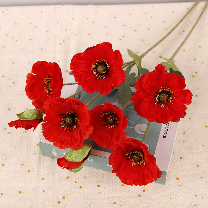 Bulk 12pcs 23" Poppy Bouquet Artificial Poppy Silk Flowers Wholesale