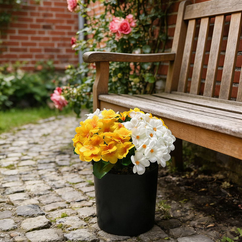 Bulk 7.8" Artificial Primula Plants with Plastic Pot for Garden Outdoors Wholesale