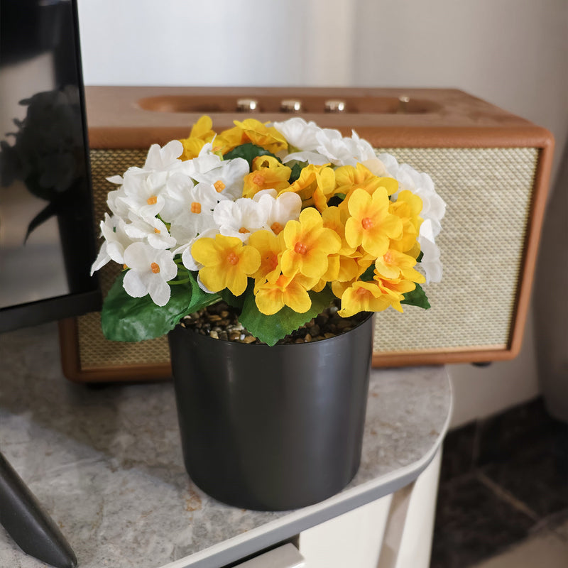 Bulk 7.8" Artificial Primula Plants with Plastic Pot for Garden Outdoors Wholesale