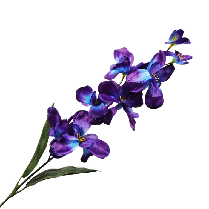 Venta al por mayor de flores artificiales de orquídea violeta azul púrpura de 27 "a granel 