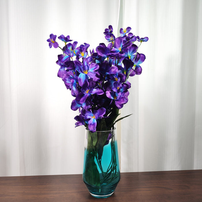 Venta al por mayor de flores artificiales de orquídea violeta azul púrpura de 27 "a granel 