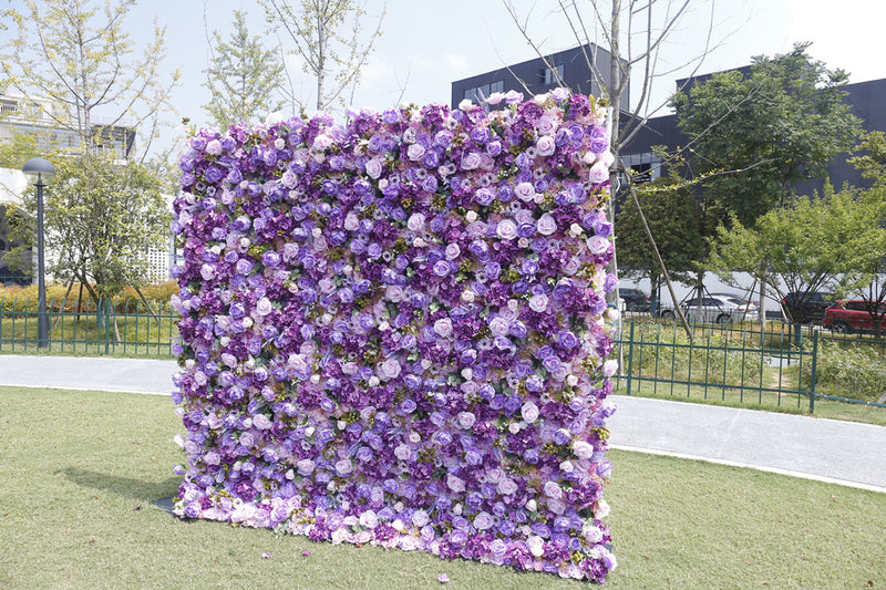 Bulk 5D Purple Rose Flower Wall Arrangement for Event Flower Wall Panels Wholesale