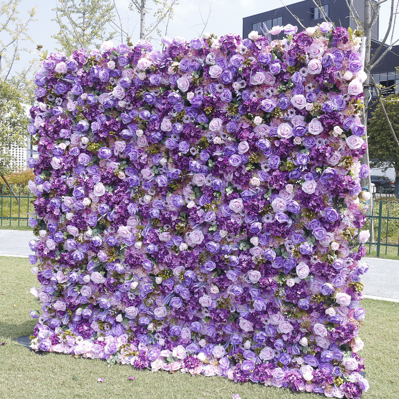 Bulk 5D Purple Rose Flower Wall Arrangement for Event Flower Wall Panels Wholesale