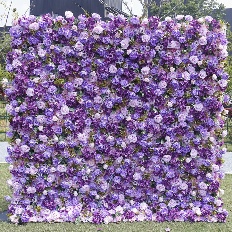 Bulk 5D Purple Rose Flower Wall Arrangement for Event Flower Wall Panels Wholesale