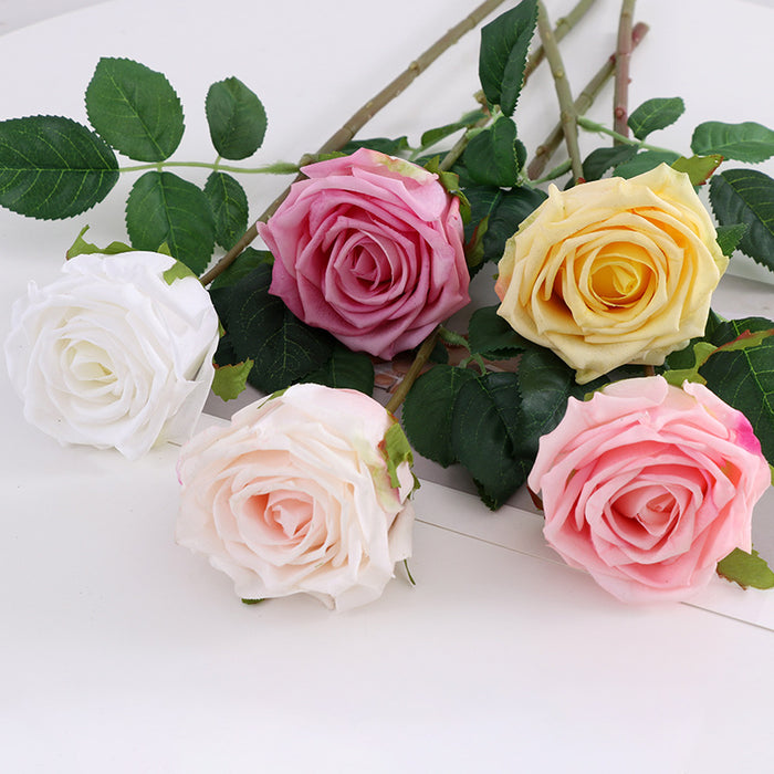 Bulk 17" Artificial Realistic Roses Pink Flowers Real Touch Roses Bouquet White Rose Wholesale