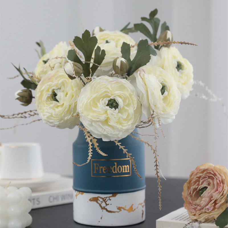 Bulk 5pcs 9.8" Retro Rose Stems with Burnt Edge Rose Bouquet Artificial Wholesale