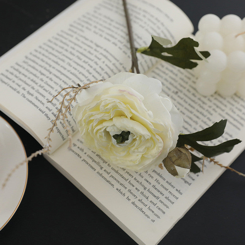 Bulk 5pcs 9.8" Retro Rose Stems with Burnt Edge Rose Bouquet Artificial Wholesale