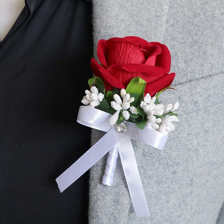 Bulk Artificial Rose Corsage Wristlet Band and Men Boutonniere Set for Wedding Wholesale