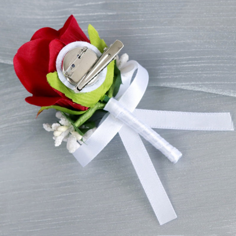Bulk Artificial Rose Corsage Wristlet Band and Men Boutonniere Set for Wedding Wholesale