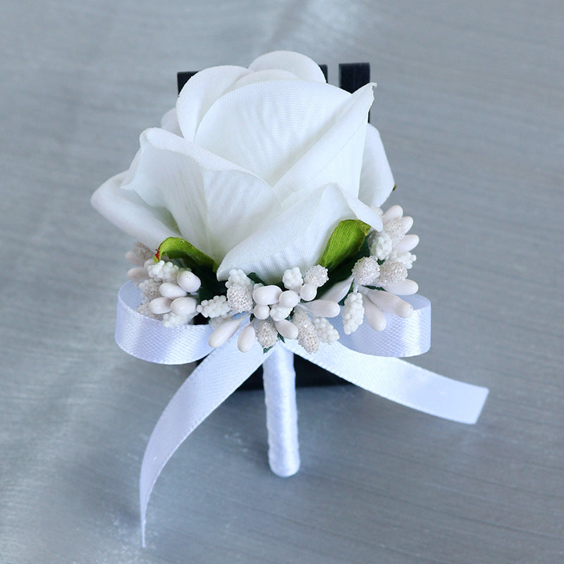 Bulk Artificial Rose Corsage Wristlet Band and Men Boutonniere Set for Wedding Wholesale