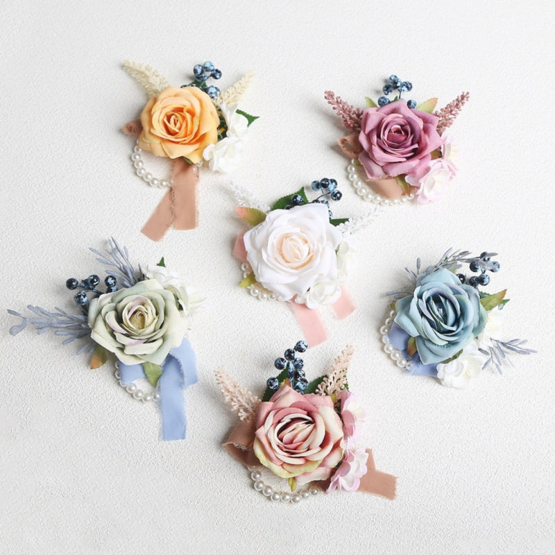 Bulk Artificial Rose Wrist Corsage for Wedding Bride Party Wholesale