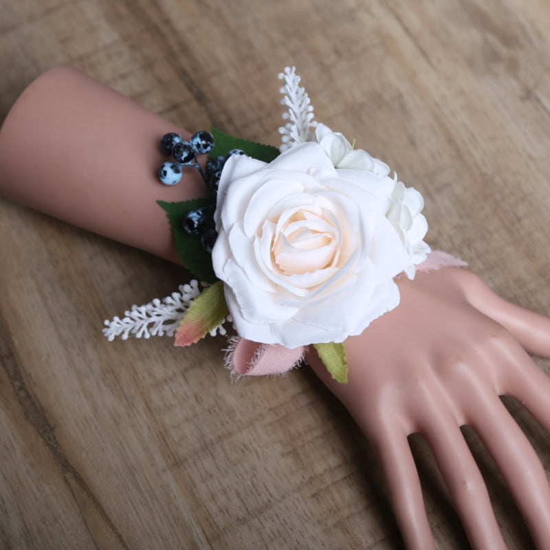 Bulk Artificial Rose Wrist Corsage for Wedding Bride Party Wholesale