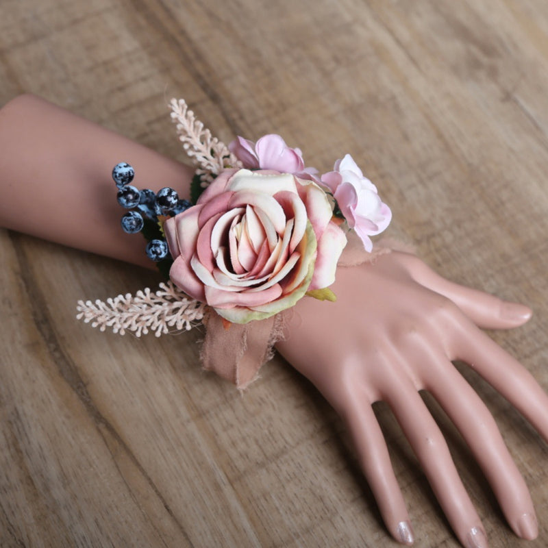 Bulk Artificial Rose Wrist Corsage for Wedding Bride Party Wholesale