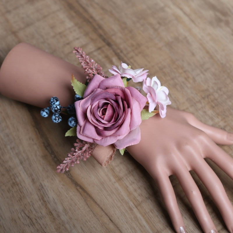 Bulk Artificial Rose Wrist Corsage for Wedding Bride Party Wholesale