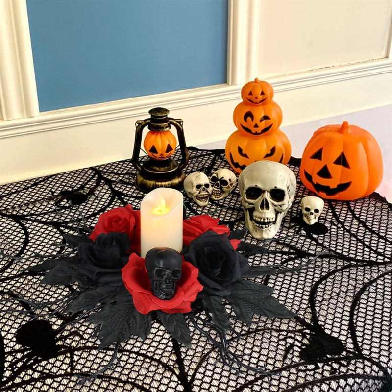 Bulk Halloween Artificial Rose Flower Candle Rings for Centerpiece Wreaths Floral Decor Wholesale